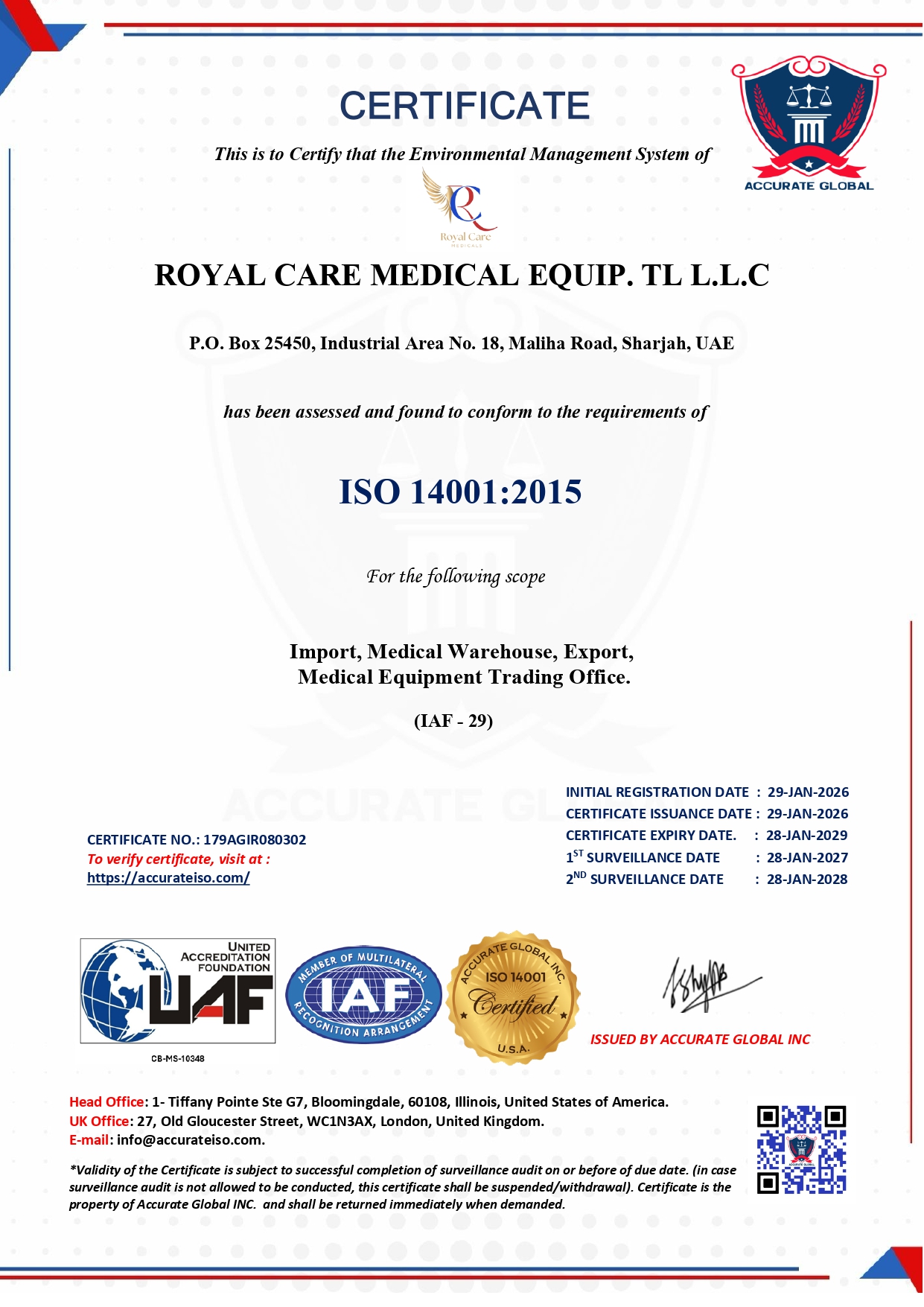ISO 14001 certificate